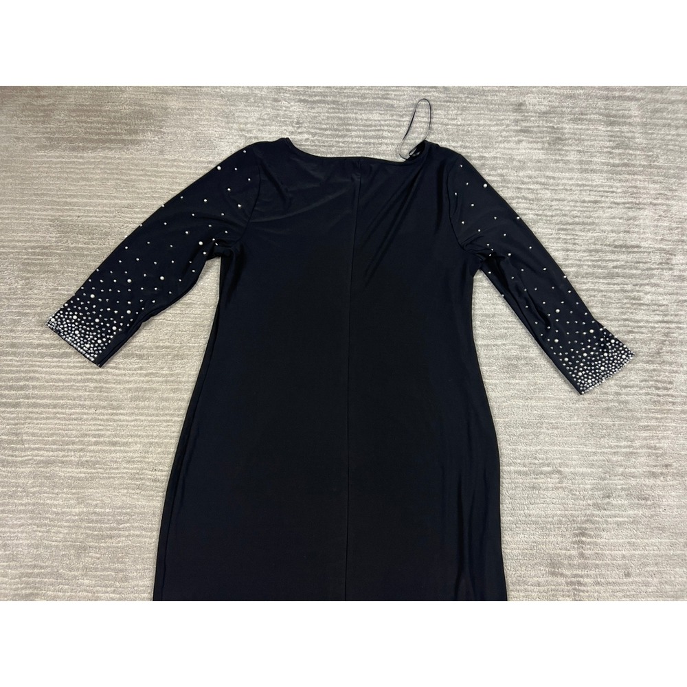 Chaus Black Pearl Rhinestone Embellished Sleeve Shift Dress Womens Large L USA - Picture 12 of 14